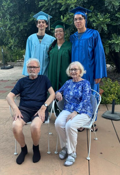 All the graduates with opa & oma on her birthday